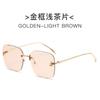 2024 Nuevas gafas de sol sin marco con letra F, gafas de sol retro con montura cuadrada, moda femenina, metal, venta al por mayor transfronteriza europea y americana