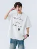 Nueva Moda 250g Estampado de Letras Americanas Manga Corta Verano Sensación de Hielo Marca de Tendencia Camiseta Unisex Versátil Elegante