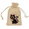 Bolsas de Juta com Cordão para Halloween em Estoque, Sacos para Armazenamento de Doces e Biscoitos, Bolsas de Juta com Cordão para Decoração de Presentes de Halloween