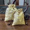 Brocado de fábrica bolso com cordão duplo forrado com flanela texto play cordão saco sachê sachê pequeno saco de algodão bunt