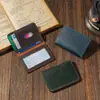 Portatarjetas Retro de Cuero Crazy Horse Completo para Hombres y Mujeres Mini Porta Documentos de Conducir Funda Protectora de Cuero Porta Tarjetas de Crédito de Cuero Genuino