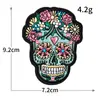 Pegatina de Tela Bordada de Calavera Colorida del Día de Muertos Pegatina Bordada Personalizada de Moda para Computadora Parche Decorativo para Ropa y Bolsas