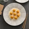Platos de Servicio Cerámicos con Doble Espada y Esmalte Blanco Hechos de Fábrica, Vajilla de Hotel, Presentación Artística de Platos de Gama Alta, Platos de Cena Redondos