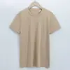 Ropa de Mujer de Gama Alta Camiseta de Manga Corta para Mujer de Algodón Puro Doble Cara con Amoníaco Líquido Cuello Redondo Color Sólido Primavera y Verano Camiseta Blanca de Algodón Mercerizado para Mujer