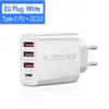 Cargador de viaje Normativa de EE. UU. Normativa europea Normativa británica Cabezal de carga 3USB + Tipo C Adaptador multiteléfono 3USB + PD