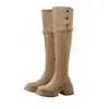 Botas de mujer hasta la rodilla con suelas gruesas y tacones gruesos, botas de tacón alto de doble uso a la moda, botas de mujer adelgazantes para el otoño