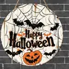 Temu nuevo letrero de puerta de madera decoración del hogar Halloween letrero de puerta de madera logo redondo decoración creativa