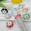 Nova camélia luminosa borda de pérola flor de argila macia bola de flor furo reto contas DIY corrente de celular acessórios de caneta com contas