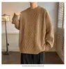 Nuevo suéter de punto trenzado para hombre de otoño e invierno, casual y versátil, estilo maduro, jersey de punto de color liso con cuello redondo