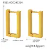 Brincos Rice Duoduo Retangulares Geométricos de Aço Inoxidável Moda Simples Vento Frio Banhado a Ouro 18K