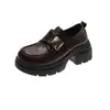 Mocasines de suela gruesa, que aumentan la altura, estilo británico para mujer, nueva colección otoño 2026, diseño sin cordones, perfectos con faldas, estilo Mary Jane, zapatos pequeños de piel, planos
