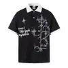 Camiseta Masculina Jiayiku Verão 2025 Waffles Retro Americano Marca de Moda Escura Camisa Polo Cruzada Lel