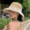 Chapéu de Palha com Cadarço de Verão para Mulheres, Chapéu Versátil com Proteção Solar para Férias na Praia, Perfeito para Fotos