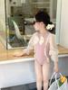 Traje de baño para niños, niña, una pieza, lazo, linda princesa, traje de baño de aguas termales para niños del medio, traje de baño para padres e hijos, verano para mujer