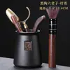 Ceremonia del Té de Ébano Seis Caballeros Juego de Té Kung Fu Accesorios 6 Caballeros Herramientas Completas para Preparar Té Soporte para Té Cuchara Cuchillo para Té