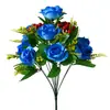 Atacado de Flores Artificiais do Fabricante, Flores Artificiais para Decoração de Casa, Decorações de Feriado, Adereços de Fotografia, Rosas de Pêssego Fadas Brilhantes de 12 Cabeças