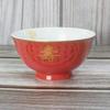 Tazón de Cumpleaños de Cerámica, Tazón Rojo de Longevidad, Tazón de Longevidad Dragón y Fénix, Tazón de Cerámica de Regalo de Agradecimiento, Tazón Rojo y Blanco de Regalo de Boda, Porcelana de Hueso