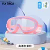 Gafas de natación infantiles de marco grande, alta definición, impermeables, antivaho, coloridas, para niños y niñas, con tapones para los oídos, equipo y suministros de natación