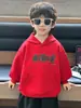 Sudadera con capucha bordada y retazos para niños de primavera y otoño, sudadera con capucha elegante estilo coreano para niños, top casual para niños pequeños y mayores