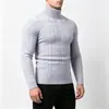 Tricô Pulôver Gola Alta Torcida Novo Estilo para Homens Outono Inverno Moda Jovem Slim Fit Camada Base Quente