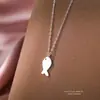 Collar de Galleta de Pez Pequeño de Plata de Ley S925 para Mujer, Estilo Coreano Ins Simple y Único Colgante de Pescado Salado Cadena para Clavícula