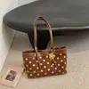 Bolso tote de lino con lunares, nuevo, de gama alta, nicho, versátil para ir al trabajo, gran capacidad, bolso de hombro y se puede llevar bajo el brazo