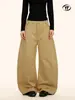 Jeans Yongfang Retro Americano de Cimitarra para Hombre y Mujer, Holgados Desestructurados de Retazos, Corte Tridimensional, Pantalones Casuales de Pierna Ancha hasta el Suelo