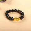 Venda ao vivo em barraca de joias e presentes, pulseira de obsidiana ágata calcedônia imitação, ouro do Vietnã, corajoso.
