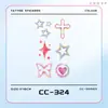 Pegatinas de Tatuaje con Gradiente Dulces y Geniales con Estrellas, Cruces, Mariposas y Elementos de Corazón, Soñadoras y Coloridas, Femeninas y Súper Llamativas~