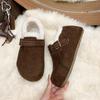 Sapatos Birkenstock para Mulheres Outono e Inverno 2025 Novos Sapatos Casuais Retro de Solado Grosso, com Biqueira Fechada e Forro de Lã, Sapatos Casuais, Sapatilhas Quentes