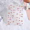 Manicure rosa adesivos de unha japoneses cachorro de leite pequeno Cereja adesivos de unha à prova d'água adesivos decorativos joias desenho animado animal pequeno