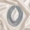 Collar de perlas de imitación de ocho capas exagerado de moda Cadena francesa multicapa apilada para clavícula Retro Cadena de cuentas redondas para mujer
