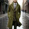 2026 Abrigo de Lana de Longitud Media para Hombre Transfronterizo Otoño-Invierno, Elegante Gabardina de Lana de Corte Ajustado con Cuello de Solapa