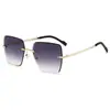 Gafas de Sol Sin Montura de Borde Cortado Estilo Nuevo, Marco Grande para Mujer, Estilo Europeo y Americano de Alta Gama, Gafas Pequeñas que Muestran el Rostro, Gafas Versátiles Transfronterizas