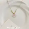 Novo Colar de Corda Trançada com Contas Rosa Chinês Falso Jade Nuvens Auspiciosas Estilo Chinês Suave Doce Moda Versátil Corrente para Clavícula