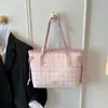 Bolsas de Moda Transfronterizas, Venta al por Mayor de Nicho Coreano, Bolsos de Mano Frescos Estilo Coreano, Bolsos Tote de Hombro Único con Cuadros y Bloques de Color para el Trabajo
