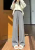 Calça de malha larga de cintura alta estilo coreano para emagrecer, nova para outono e inverno de 2026, para mulheres, com cordão, calça casual reta solta