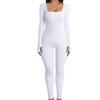 Amazon Europeu e Americano Comércio Exterior Macacão Feminino Outono e Inverno Novo Fio Gola Quadrada Quadril Slim Fit Macacão Sexy