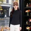 Cárdigan con cremallera y cuello alto de nuevo estilo, para mujer, de manga larga, corte ajustado y favorecedor, adecuado para primavera y otoño, forro polar, versátil, color liso, sudadera casual