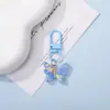 Pingente de chaveiro de resina cor de doce simulação de borboleta DIY acessório de chave com contas de desenho animado decoração criativa para bolsa