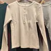 Camiseta Henley de Canalé para Mujer Otoño 2026 Manga Larga Corte Ajustado Top Corto Camiseta Básica 479591 487908