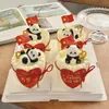 Decoración de Adornos para Pastel de Panda Gigante del Día Nacional 2026 Aniversario Grande Pegatinas Juveniles Inserciones Bandera Roja Pequeña Banderas
