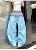 Calça feminina de verão estilo americano, xadrez picante, renda, cintura dupla, secagem rápida, barra curva, calça de dança de perna larga, cores dopamina