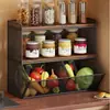 Estante de almacenamiento de cesta de verduras estante de almacenamiento de verduras de cocina cesta de almacenamiento de hierro forjado cesta de almacenamiento de encimera de frutas y verduras para el hogar