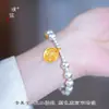 Pulsera de Lujo Dorada Bicolor Atrae Riqueza del Dios Amarillo de la Riqueza con Cuentas de Fortuna para Mujer