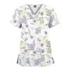 Ropa para lavarse las manos impresa de secado rápido, cuello en V, ropa para lavarse las manos bucal dental, salón de belleza, hospital de mascotas, ropa de doctor, enfermera, trabajo