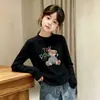 Camiseta Interior de Polar con Cuello Redondo para Niñas Otoño Invierno Ropa Interior Casual Infantil Top Cálido Talla Mediana y Grande Camiseta Infantil con Estampado de Dibujos Animados