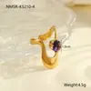 Anillo Irregular de Acero Inoxidable Chapado en Oro con Circonita Incrustada, Diseño Europeo y Americano Transfronterizo, Joyería Ins de Nicho para Mano al por Mayor