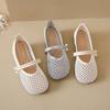 Zapatos Individuales 2025 Verano Nuevo Punta Redonda Boca Baja Estilo Coreano Moda Huecos Zapatos Planos Casual Zapatos de Mujer
