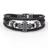 Pulsera de cuero trenzado vintage estilo oscuro para hombre, accesorio para motocicleta, pulsera tejida versátil para estudiantes